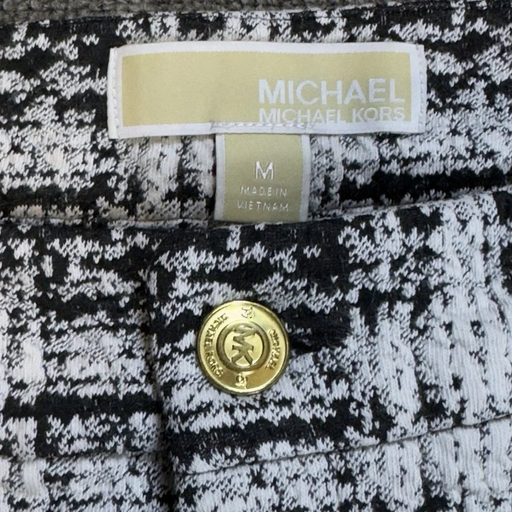 Michael‎ Kors Black & White Tweed Cropped Pants Women's Size Medium Career